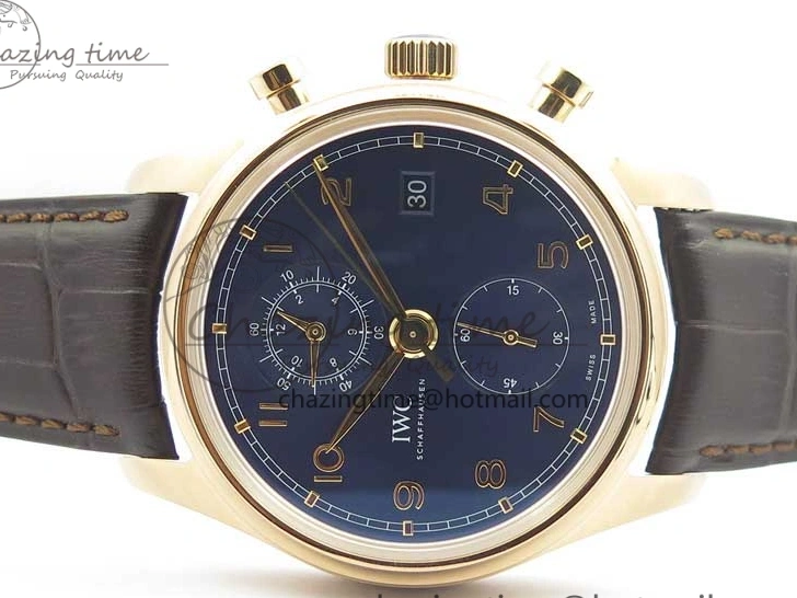MIROTIME 0108 Portugieser Chrono  42 IW390406 RG ZF 1:1 Best Edition Blue Dial on Brown Leather Strap A Durable 7129